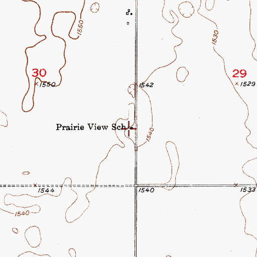 Topographic Map of Prairie View School, SD