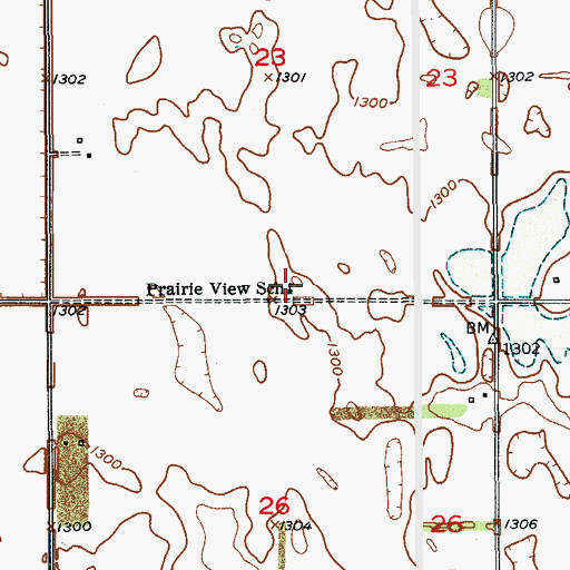 Topographic Map of Prairie View School, SD