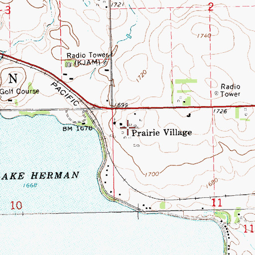 Topographic Map of Prairie Village, SD