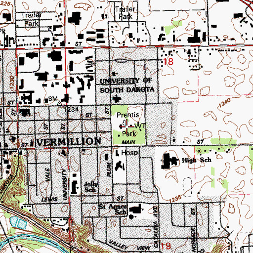 Topographic Map of Prentis Park, SD