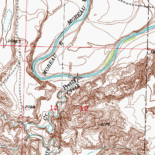 Topographic Map of Pretty Creek, SD