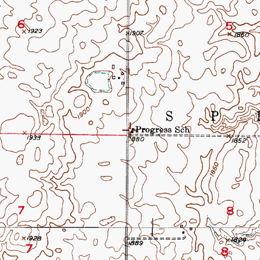 Topographic Map of Progress School, SD