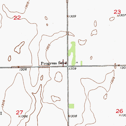 Topographic Map of Progress School, SD