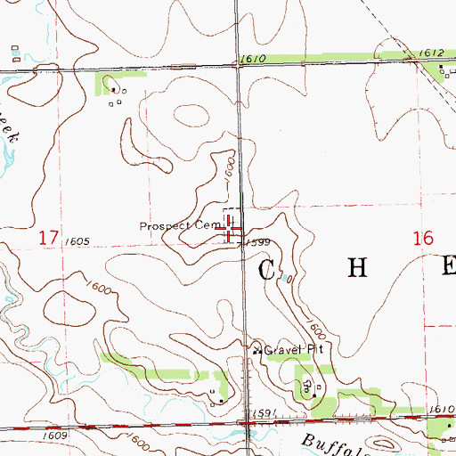 Topographic Map of Prospect Cemetery, SD