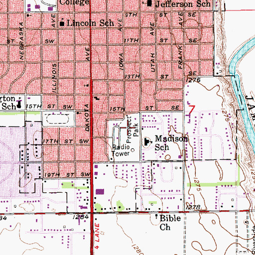 Topographic Map of Prospect Park, SD