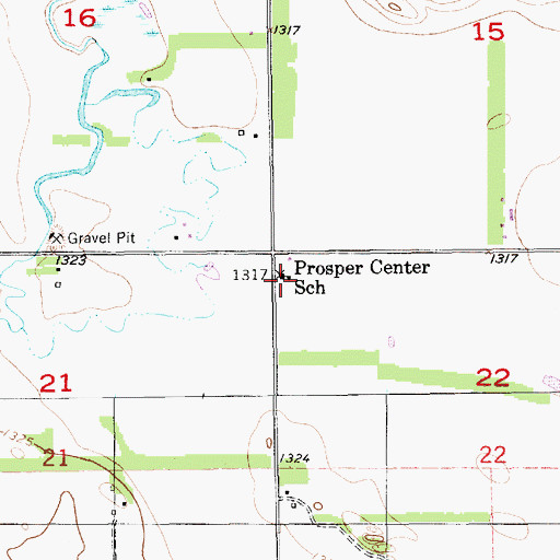 Topographic Map of Prosper Center School, SD