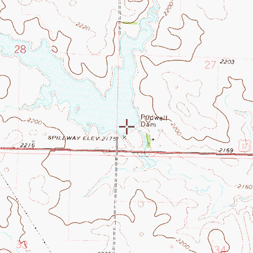Topographic Map of Pudwell Dam, SD
