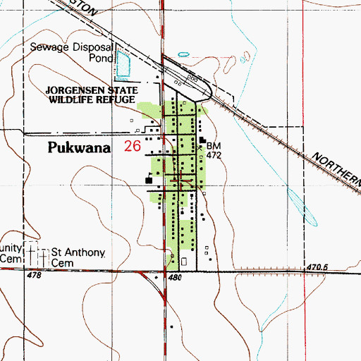 Topographic Map of Pukwana, SD