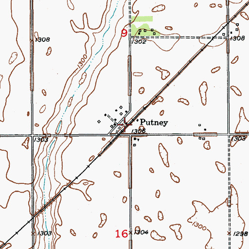 Topographic Map of Putney, SD