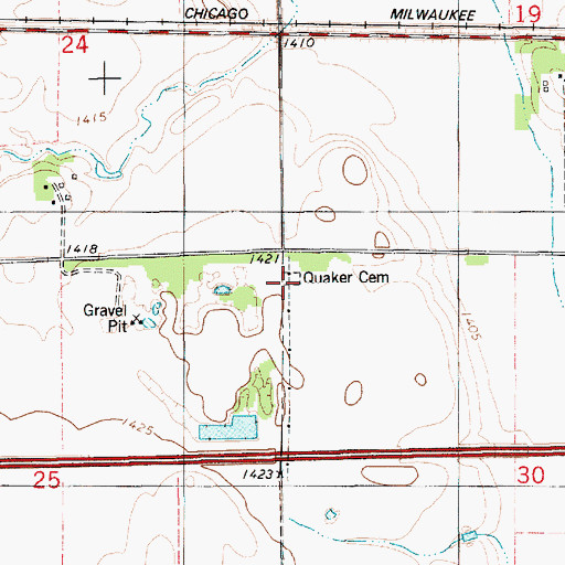 Topographic Map of Quaker Cemetery, SD