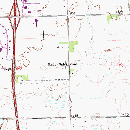 Topographic Map of Rader School, SD