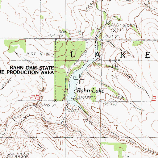 Topographic Map of Rahn Lake State Recreation Area, SD