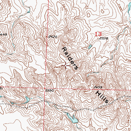 Topographic Map of Raiders Hills, SD