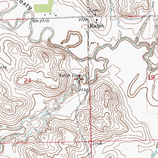 Topographic Map of Ralph Dam, SD