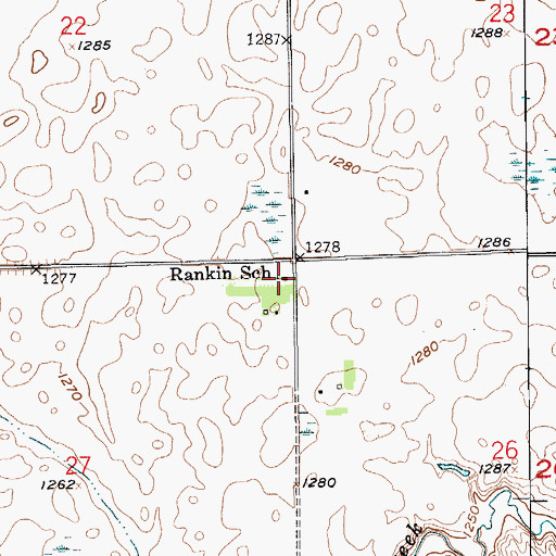 Topographic Map of Rankin School, SD