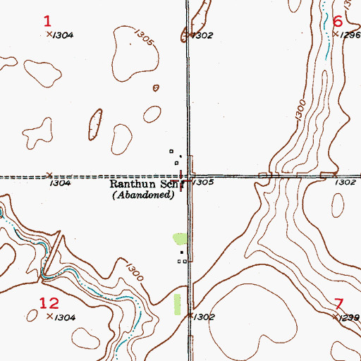 Topographic Map of Ranthun School, SD