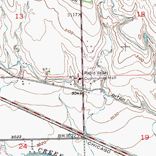 Topographic Map of Rapid Valley Community Hall, SD