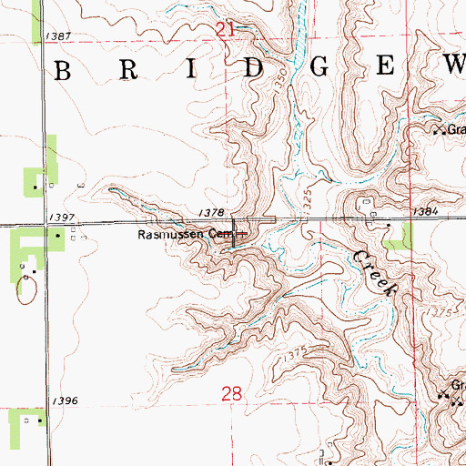 Topographic Map of Rasmussen Cemetery, SD