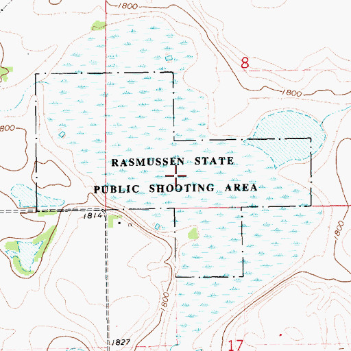 Topographic Map of Rasmussen State Public Shooting Area, SD