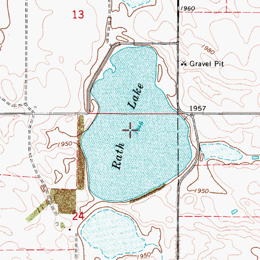 Topographic Map of Rath Lake, SD