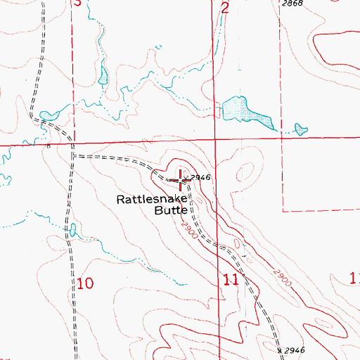 Topographic Map of Rattlesnake Butte, SD