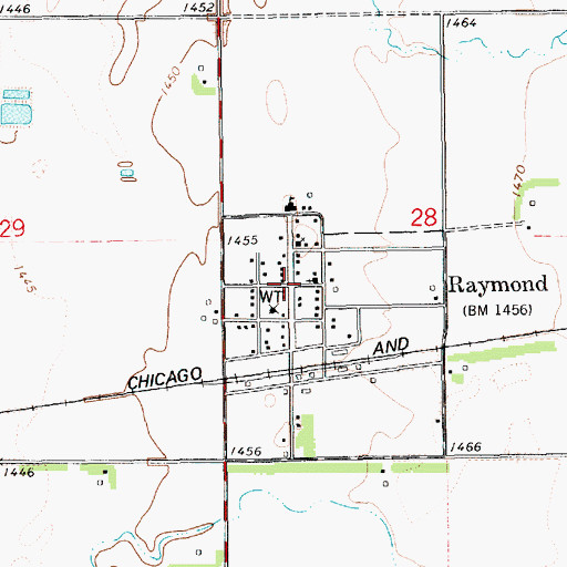 Topographic Map of Raymond, SD