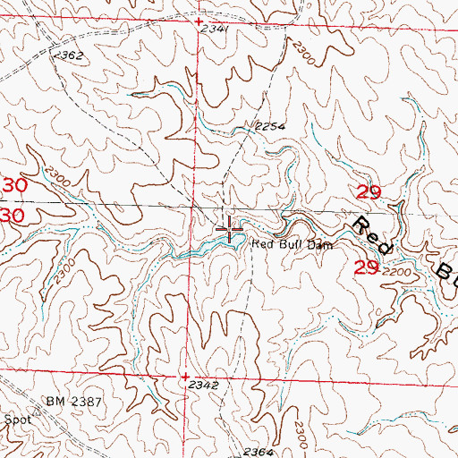Topographic Map of Red Bull Dam, SD