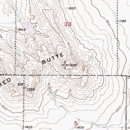 Topographic Map of Red Butte, SD