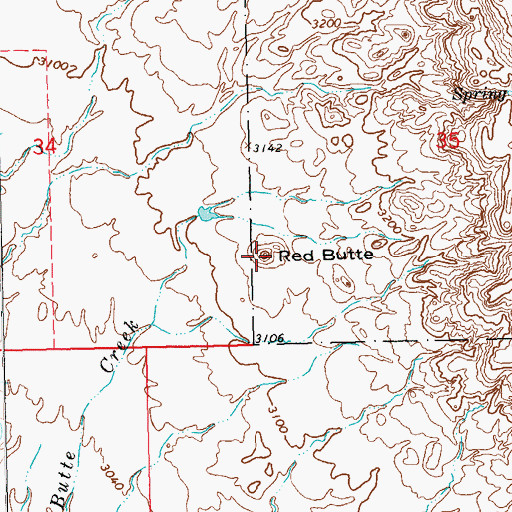 Topographic Map of Red Butte, SD