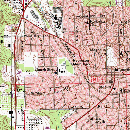 Topographic Map of Robinson Memorial Park, AL