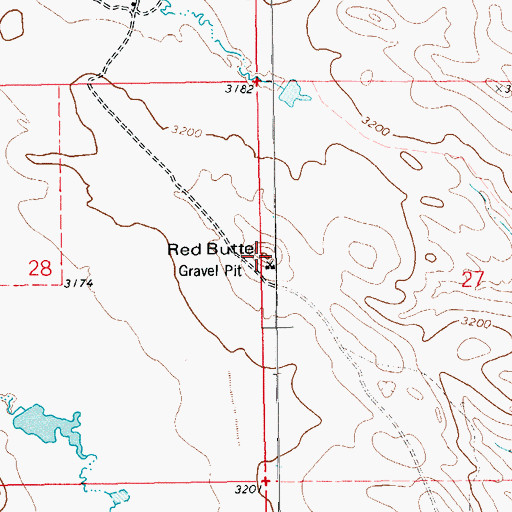 Topographic Map of Red Butte, SD