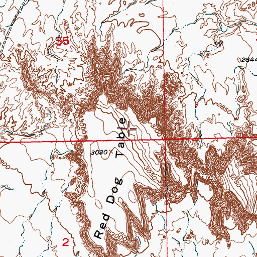 Topographic Map of Red Dog Table, SD