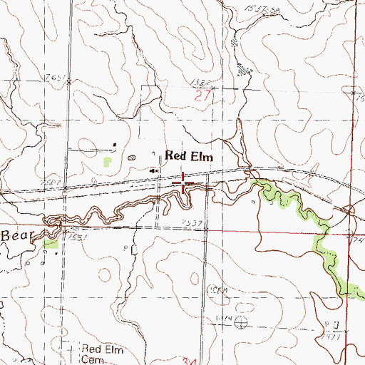 Topographic Map of Red Elm, SD