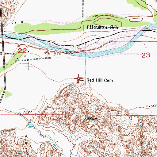 Topographic Map of Red Hill Cemetery, SD