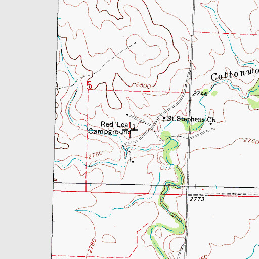 Topographic Map of Red Leaf Campground, SD