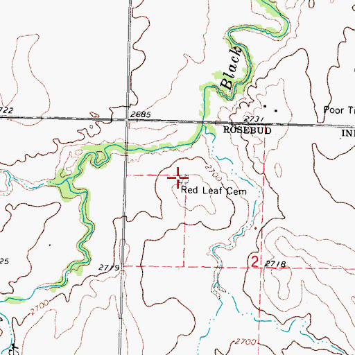 Topographic Map of Red Leaf Tiospaye Cemetery, SD
