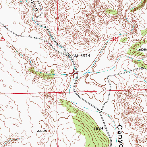 Topographic Map of Red Point Canyon, SD