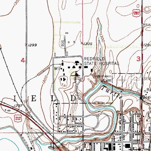 Topographic Map of South Dakota Developmental Center, SD