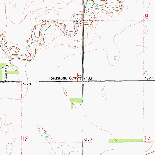 Topographic Map of Redstone Cemetery, SD