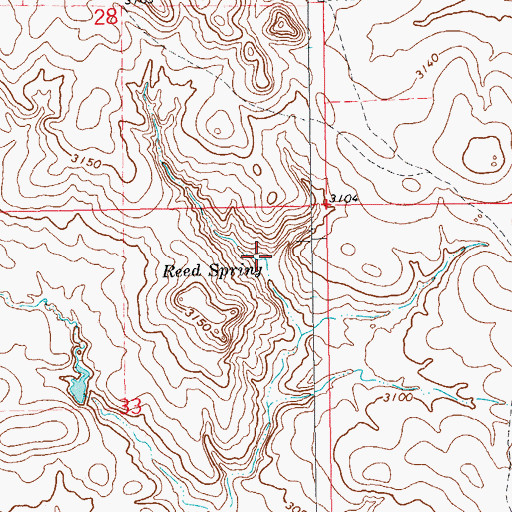 Topographic Map of Reed Spring, SD