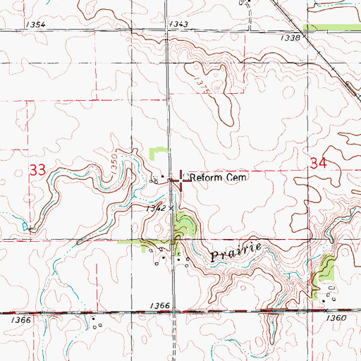 Topographic Map of Reform Cemetery, SD