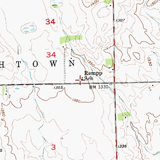 Topographic Map of Rempp School, SD