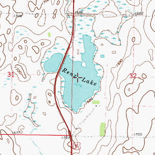 Topographic Map of Renz Lake, SD