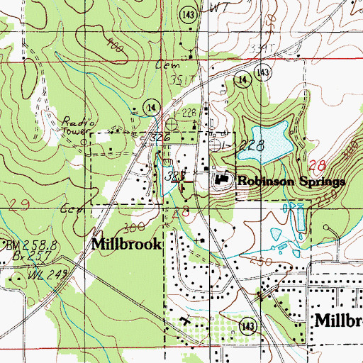 Topographic Map of Robinson Springs, AL