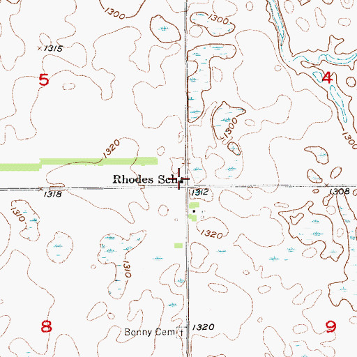 Topographic Map of Rhodes School, SD