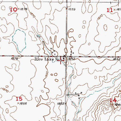 Topographic Map of Rice Lake School, SD