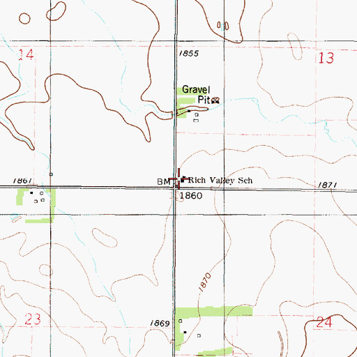Topographic Map of Rich Valley School, SD
