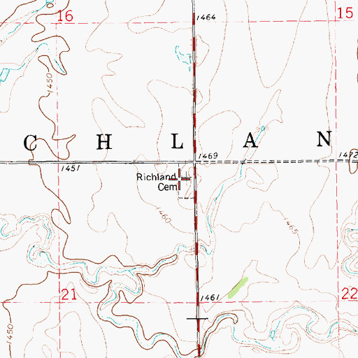 Topographic Map of Richland Cemetery, SD