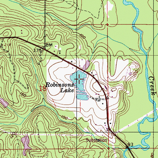 Topographic Map of Robinsons Lake, AL