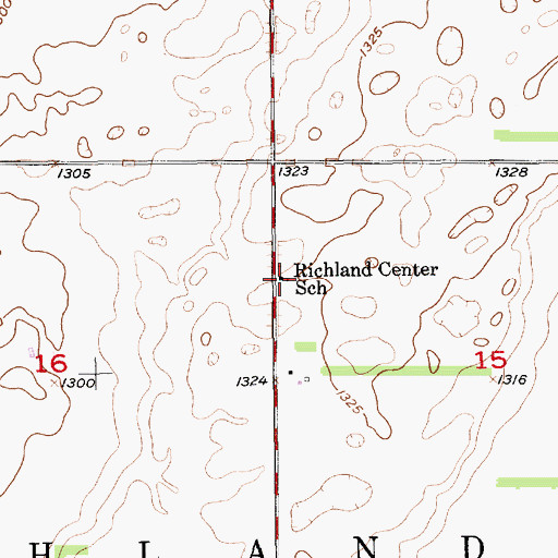 Topographic Map of Richland Center School, SD